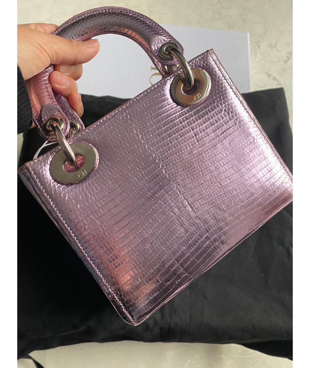CHRISTIAN DIOR PRE-OWNED Фиолетовая кожаная сумка с короткими ручками, фото 3