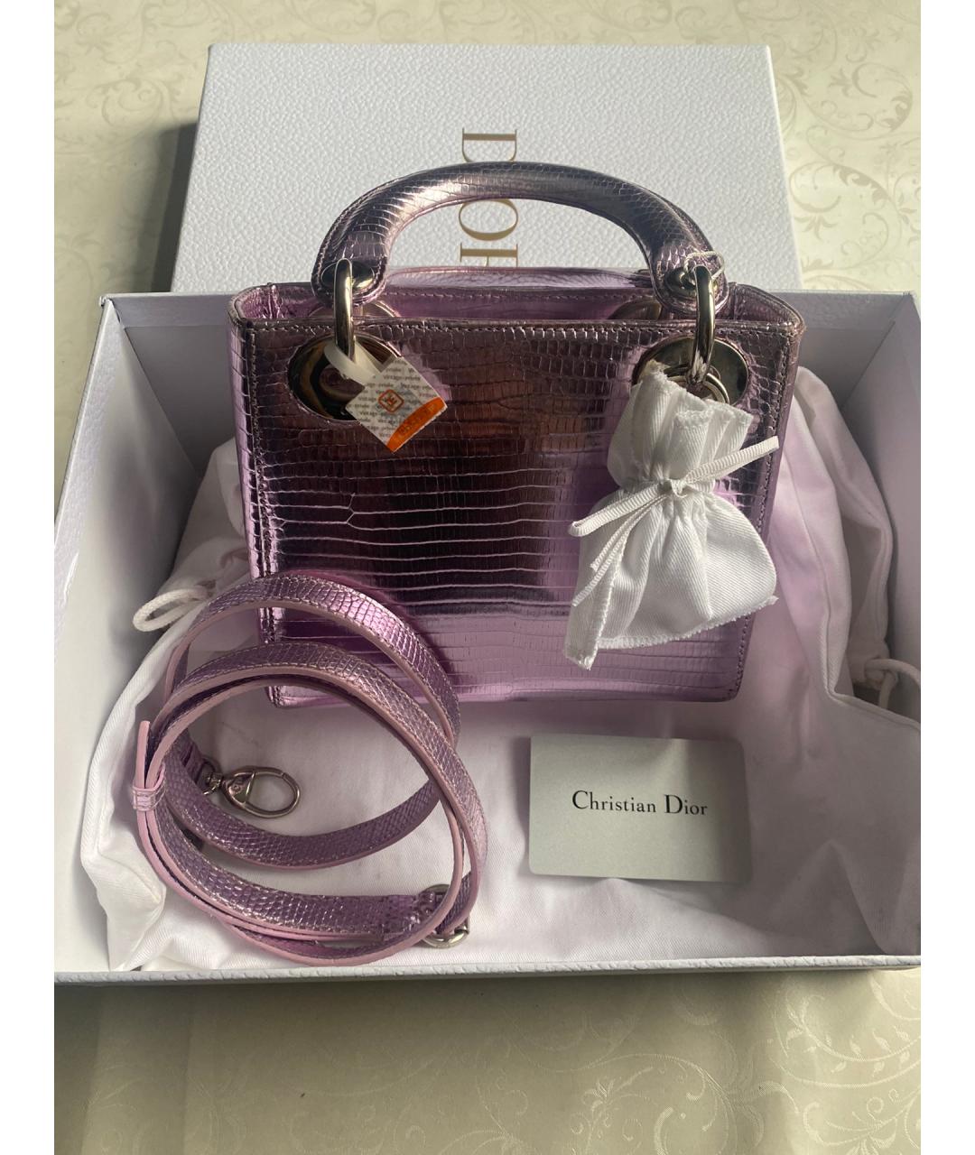 CHRISTIAN DIOR PRE-OWNED Фиолетовая кожаная сумка с короткими ручками, фото 7