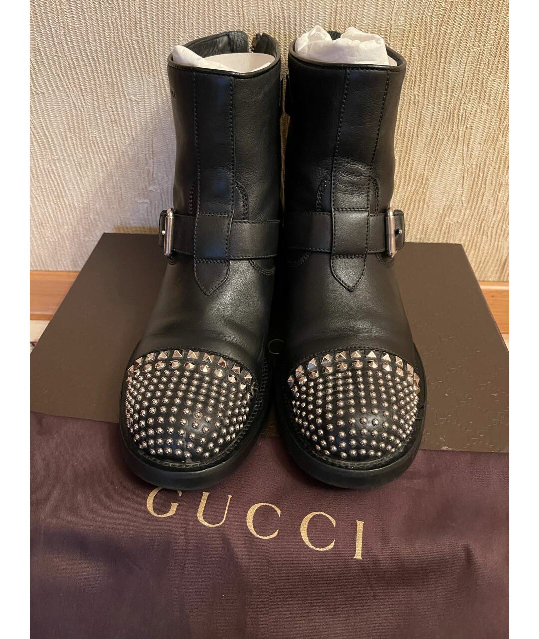 GUCCI Черные кожаные ботинки, фото 4