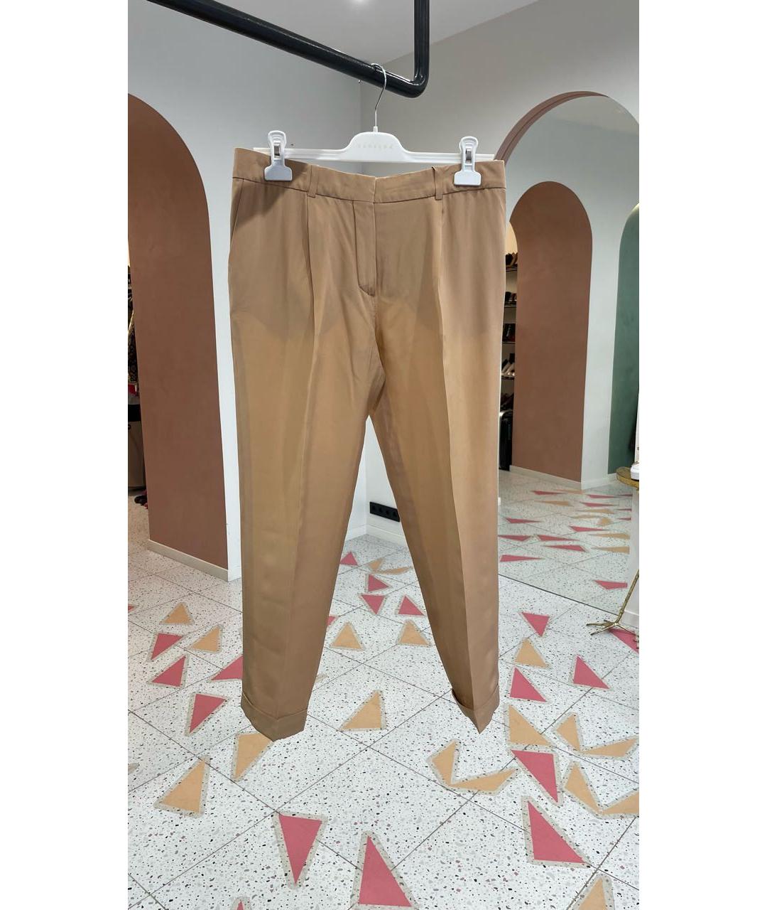 CHLOE Бежевые шелковые прямые брюки, фото 5