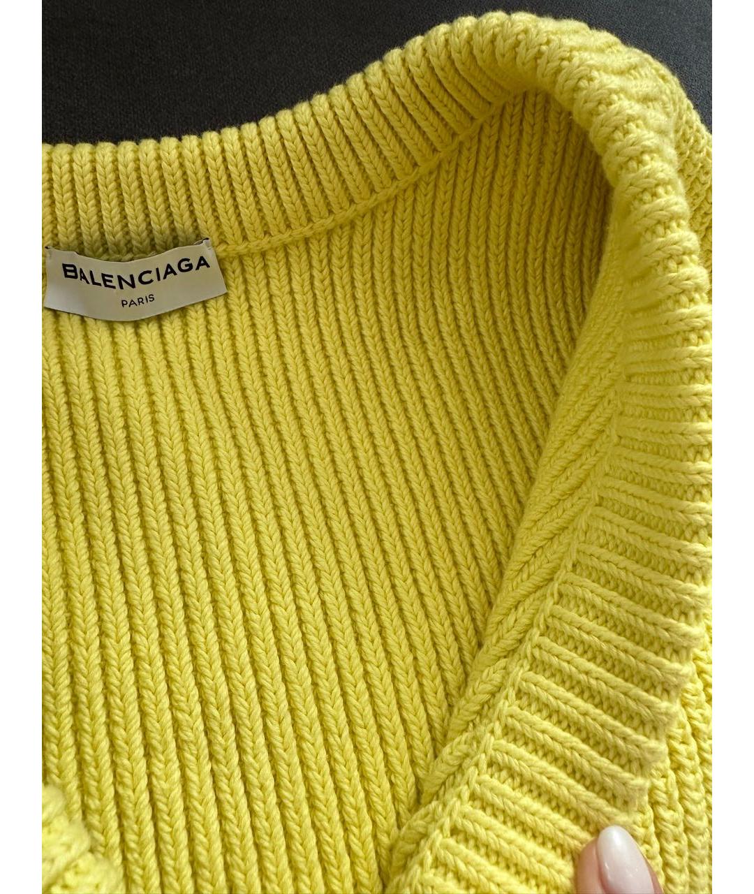 BALENCIAGA Желтый хлопковый джемпер / свитер, фото 6