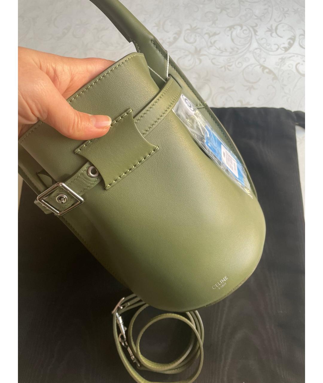 CELINE PRE-OWNED Зеленая кожаная сумка через плечо, фото 2
