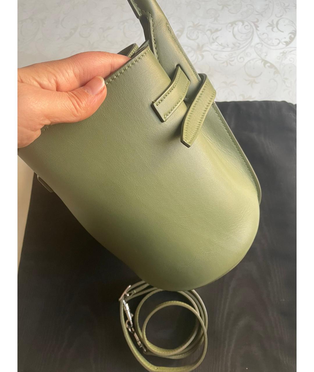 CELINE PRE-OWNED Зеленая кожаная сумка через плечо, фото 3
