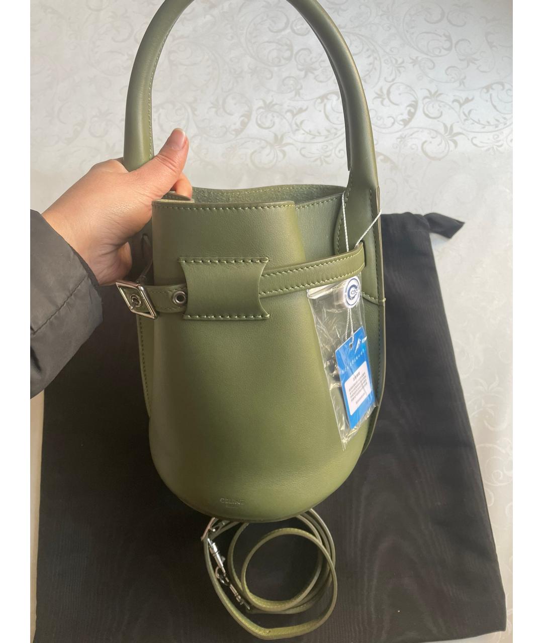 CELINE PRE-OWNED Зеленая кожаная сумка через плечо, фото 7
