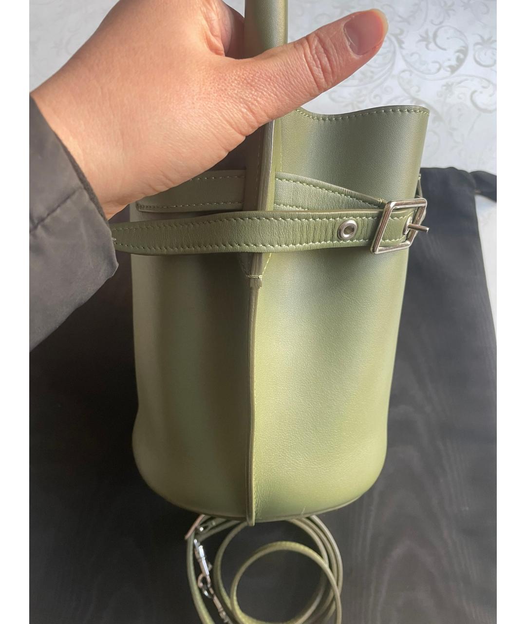 CELINE PRE-OWNED Зеленая кожаная сумка через плечо, фото 5