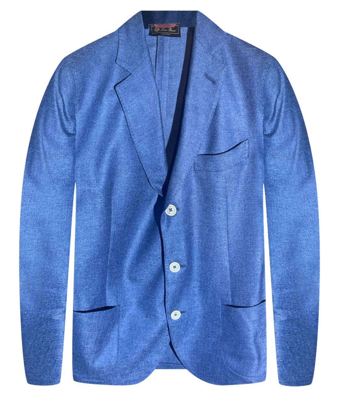 LORO PIANA Темно-синий шелковый пиджак, фото 1