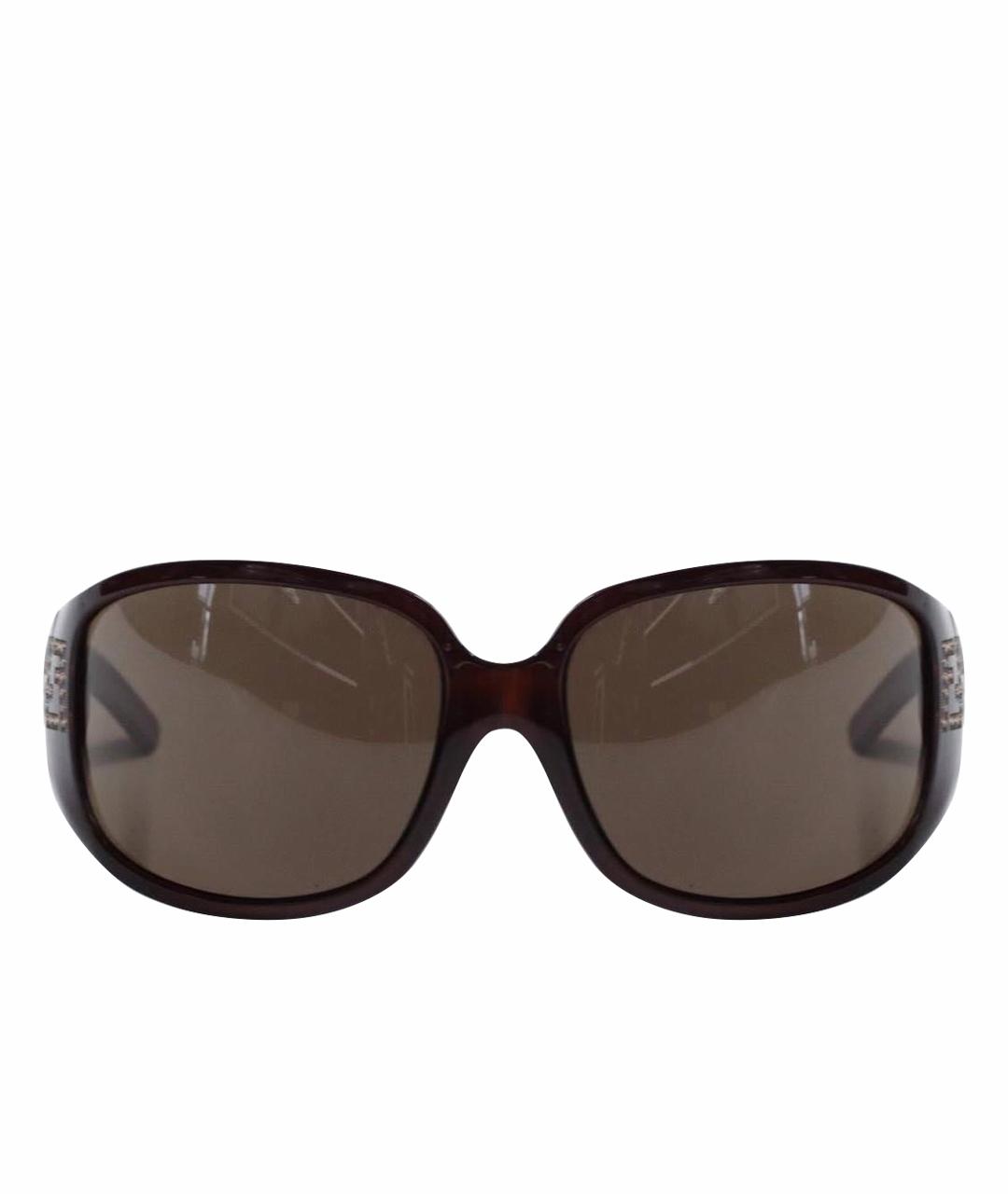FENDI Коричневые пластиковые солнцезащитные очки, фото 1