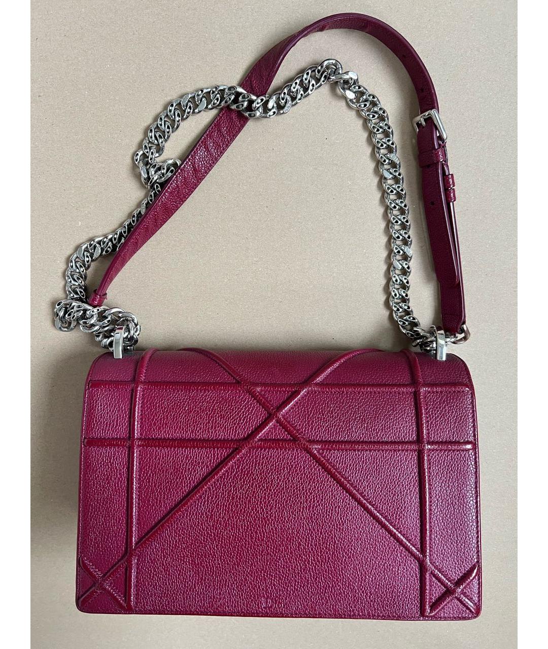 CHRISTIAN DIOR Бордовая кожаная сумка через плечо, фото 3