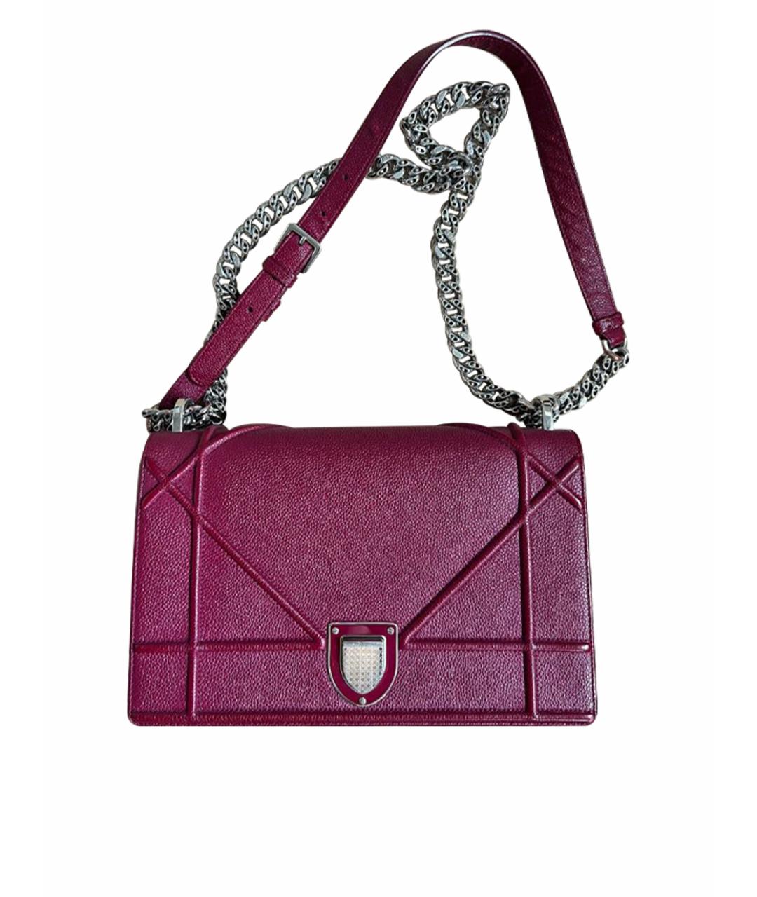 CHRISTIAN DIOR Бордовая кожаная сумка через плечо, фото 1