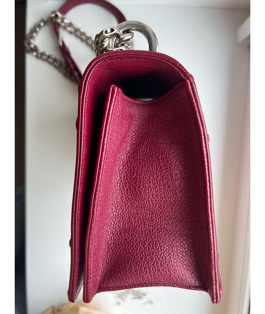 CHRISTIAN DIOR Бордовая кожаная сумка через плечо, фото 2