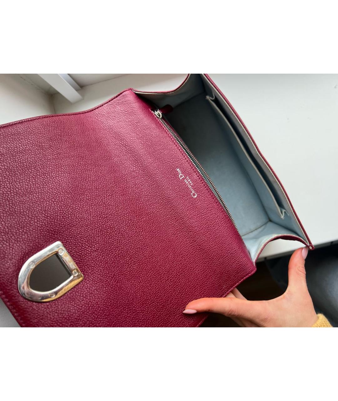 CHRISTIAN DIOR Бордовая кожаная сумка через плечо, фото 6