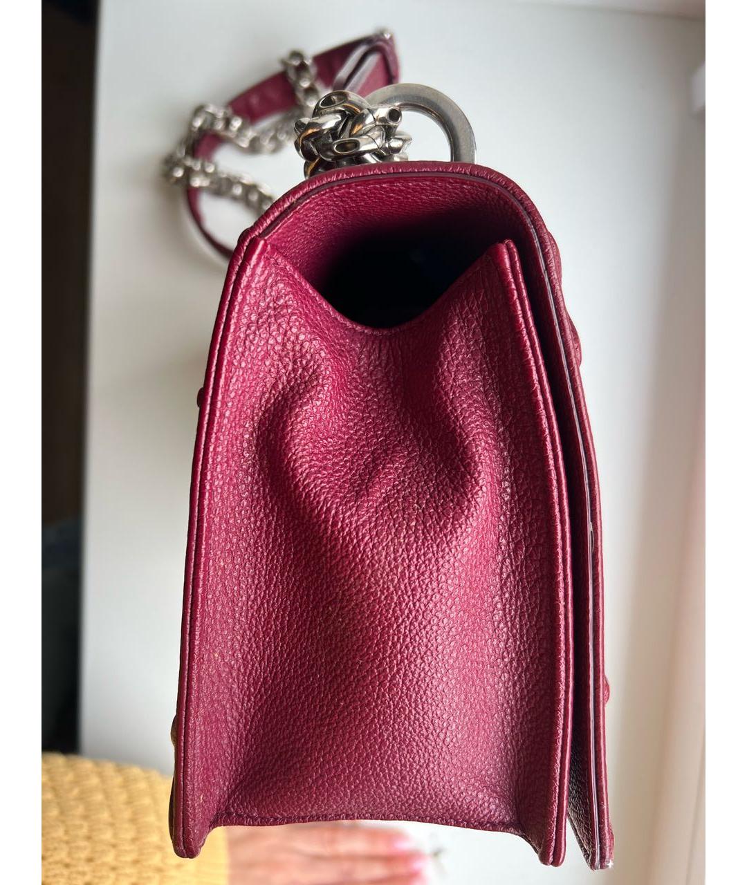 CHRISTIAN DIOR Бордовая кожаная сумка через плечо, фото 5
