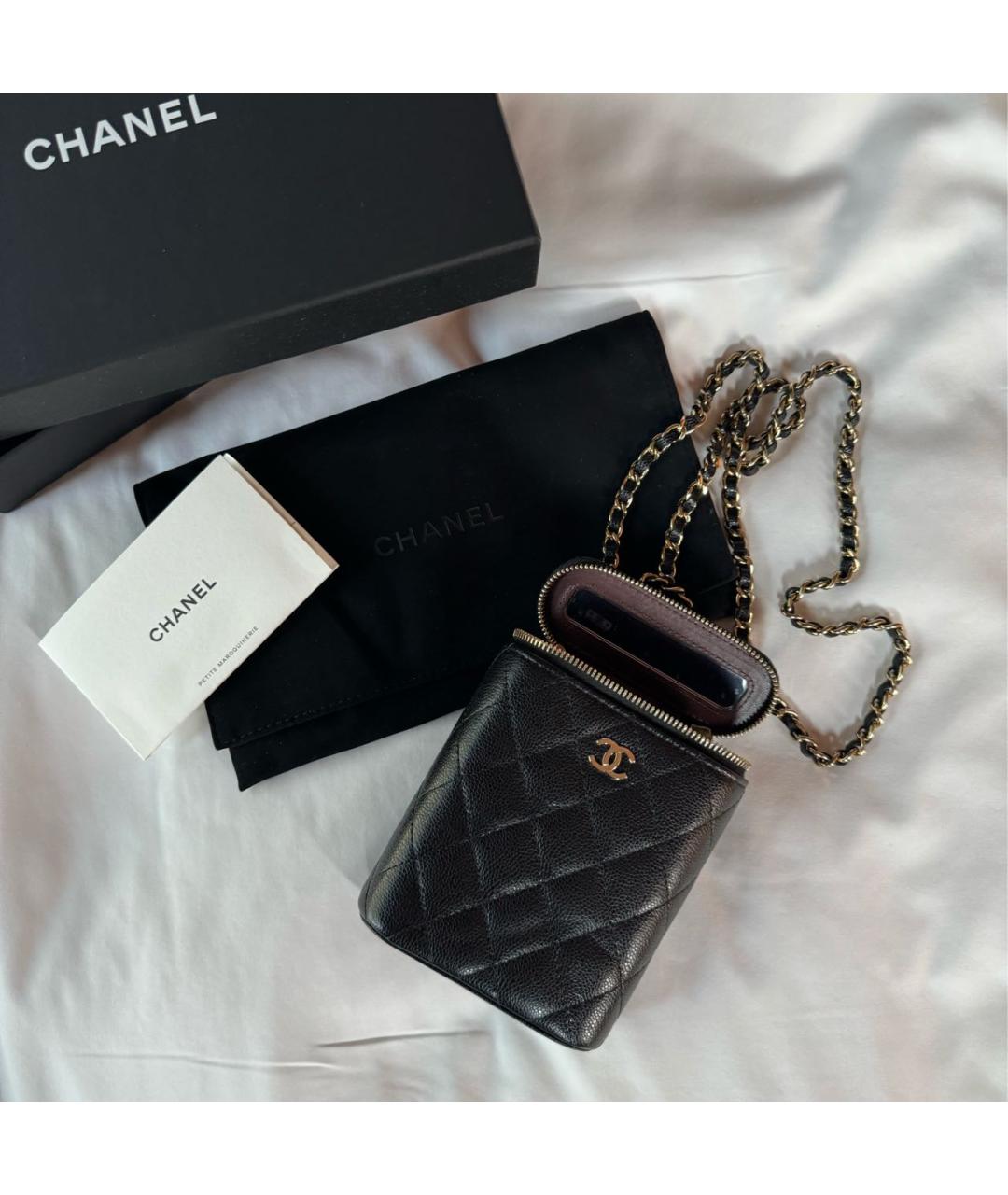 CHANEL PRE-OWNED Черная кожаная сумка через плечо, фото 4