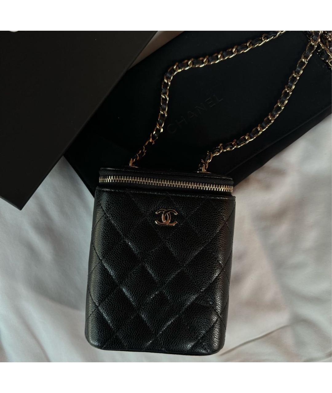 CHANEL PRE-OWNED Черная кожаная сумка через плечо, фото 2