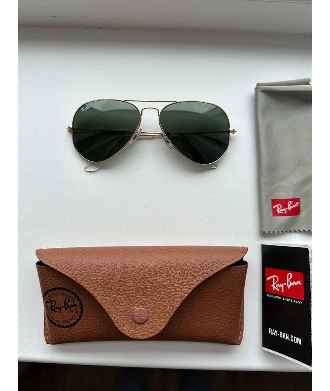 RAY BAN Зеленые металлические солнцезащитные очки, фото 4
