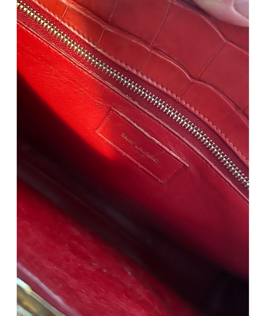 SAINT LAURENT Бордовая сумка с короткими ручками из экзотической кожи, фото 6