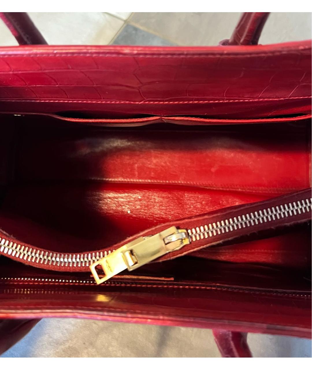 SAINT LAURENT Бордовая сумка с короткими ручками из экзотической кожи, фото 7