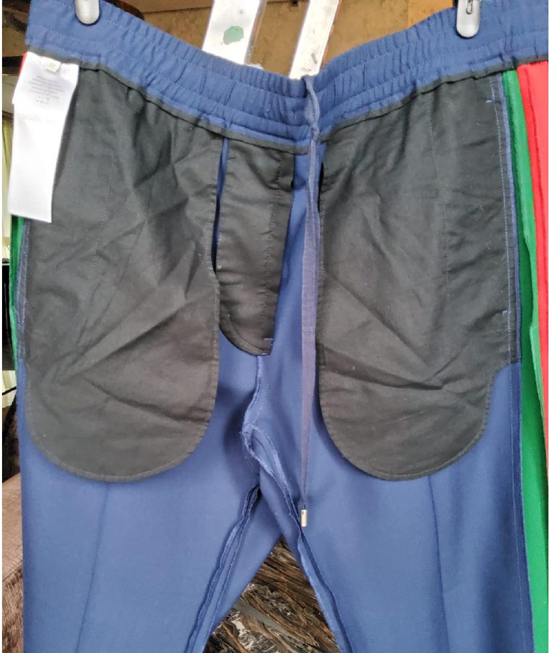 GUCCI Темно-синие шерстяные повседневные брюки, фото 3