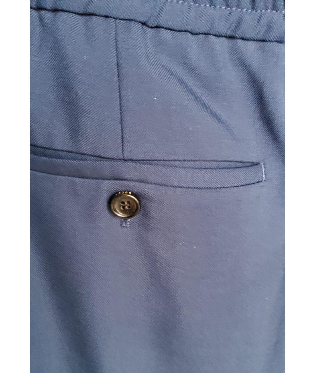 GUCCI Темно-синие шерстяные повседневные брюки, фото 4