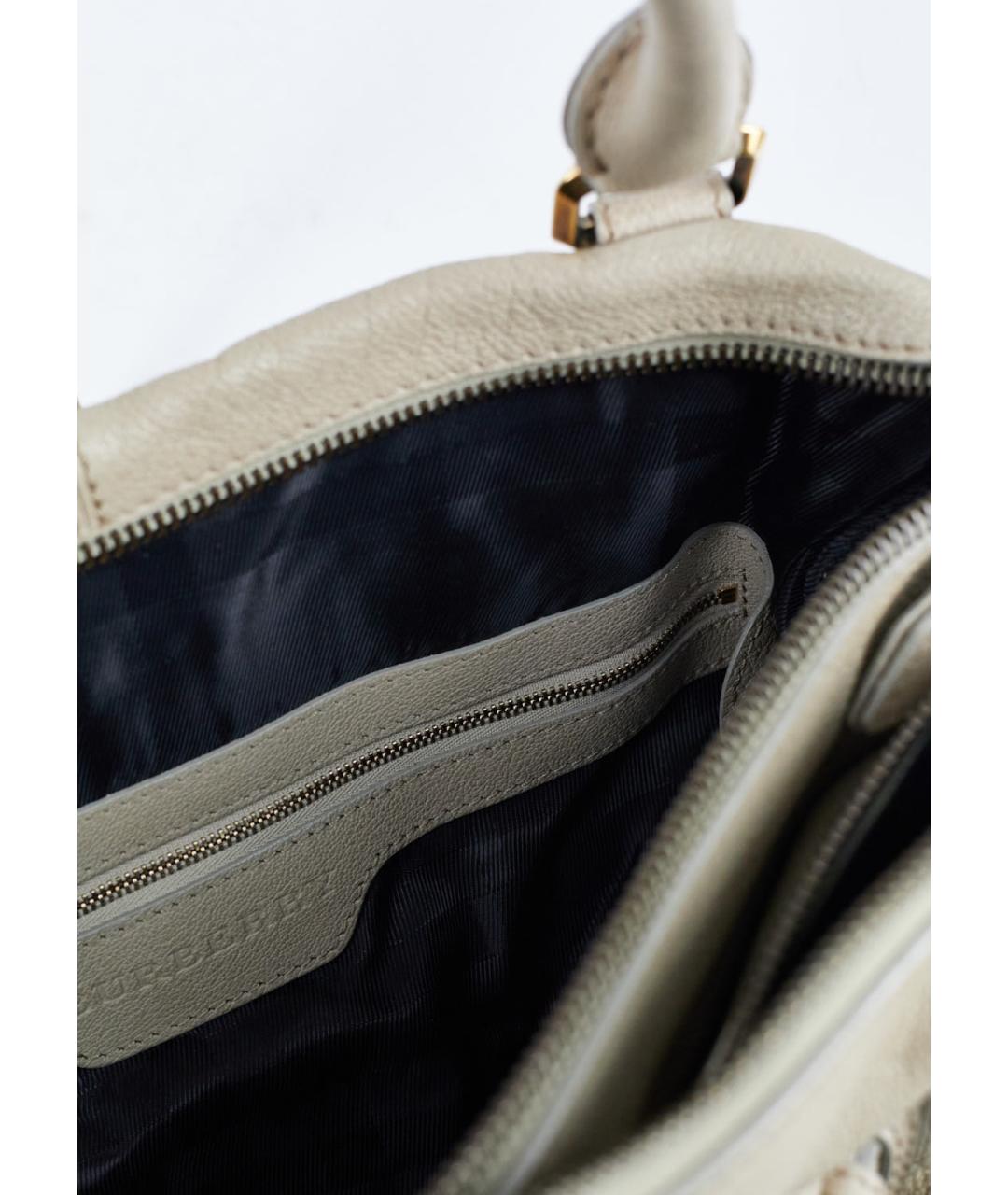 BURBERRY Серая кожаная сумка с короткими ручками, фото 4