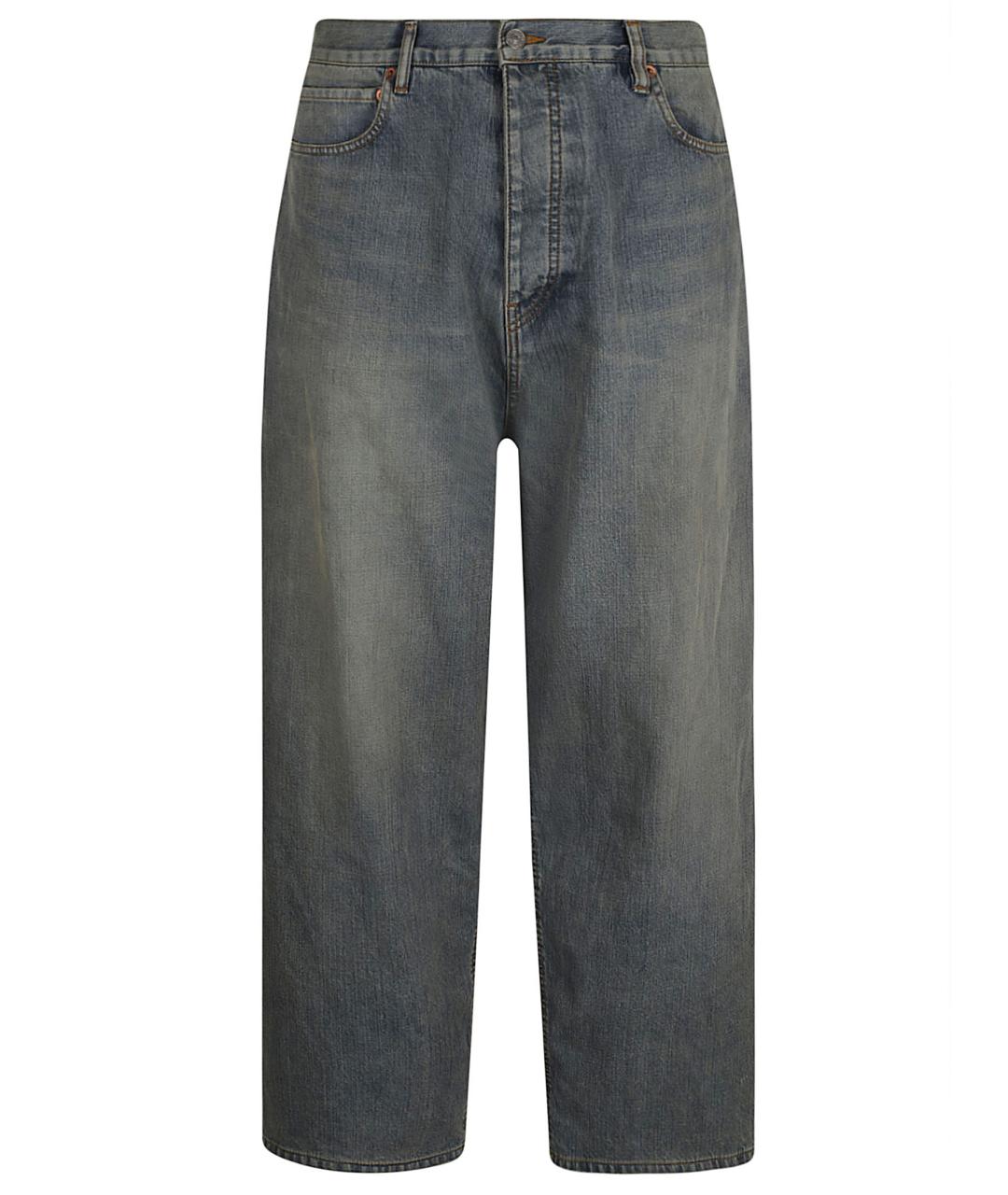 BALENCIAGA Синие хлопковые прямые джинсы, фото 1