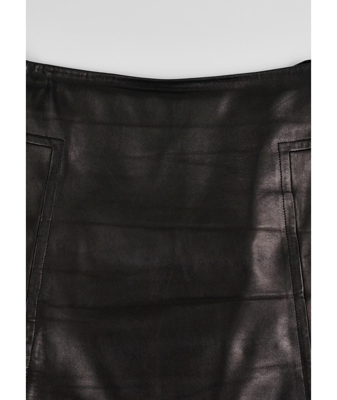 FENDI Черная кожаная юбка мини, фото 4