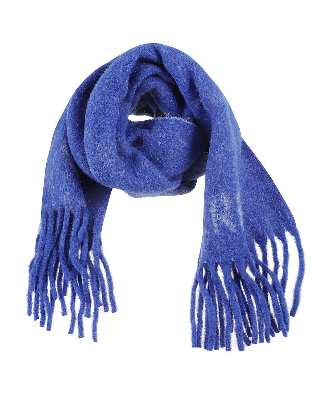 BURBERRY Синий шерстяной шарф, фото 1