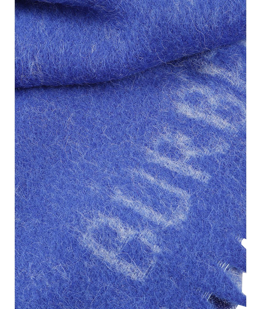 BURBERRY Синий шерстяной шарф, фото 2