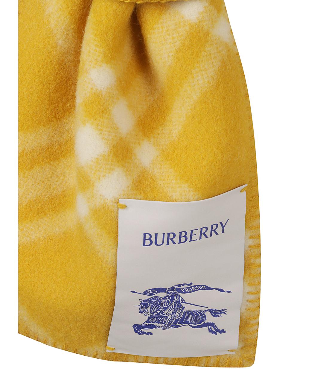 BURBERRY Желтый шерстяной шарф, фото 3