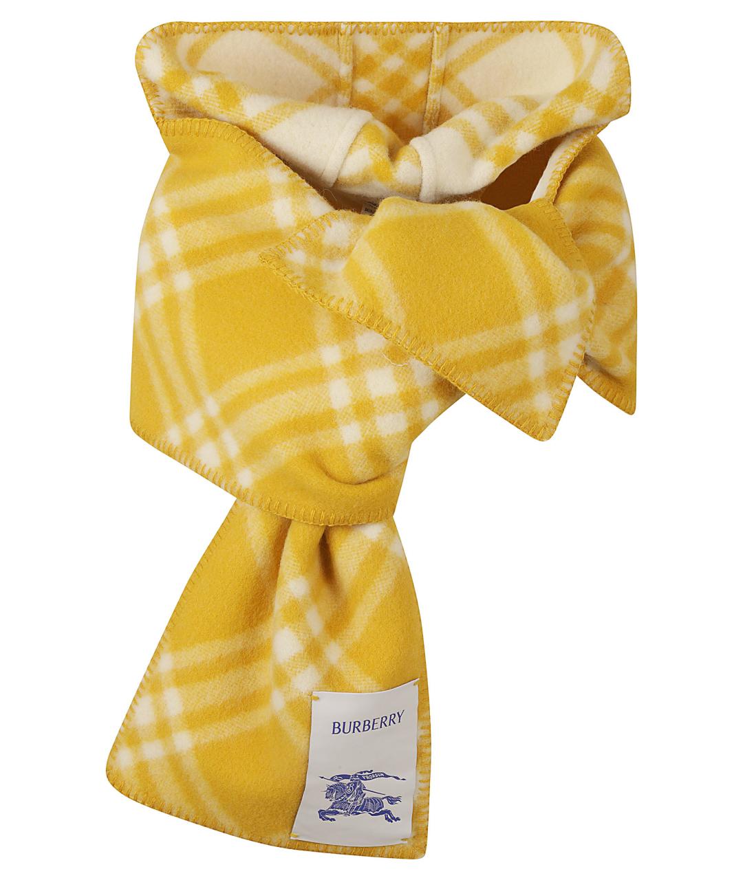 BURBERRY Желтый шерстяной шарф, фото 1
