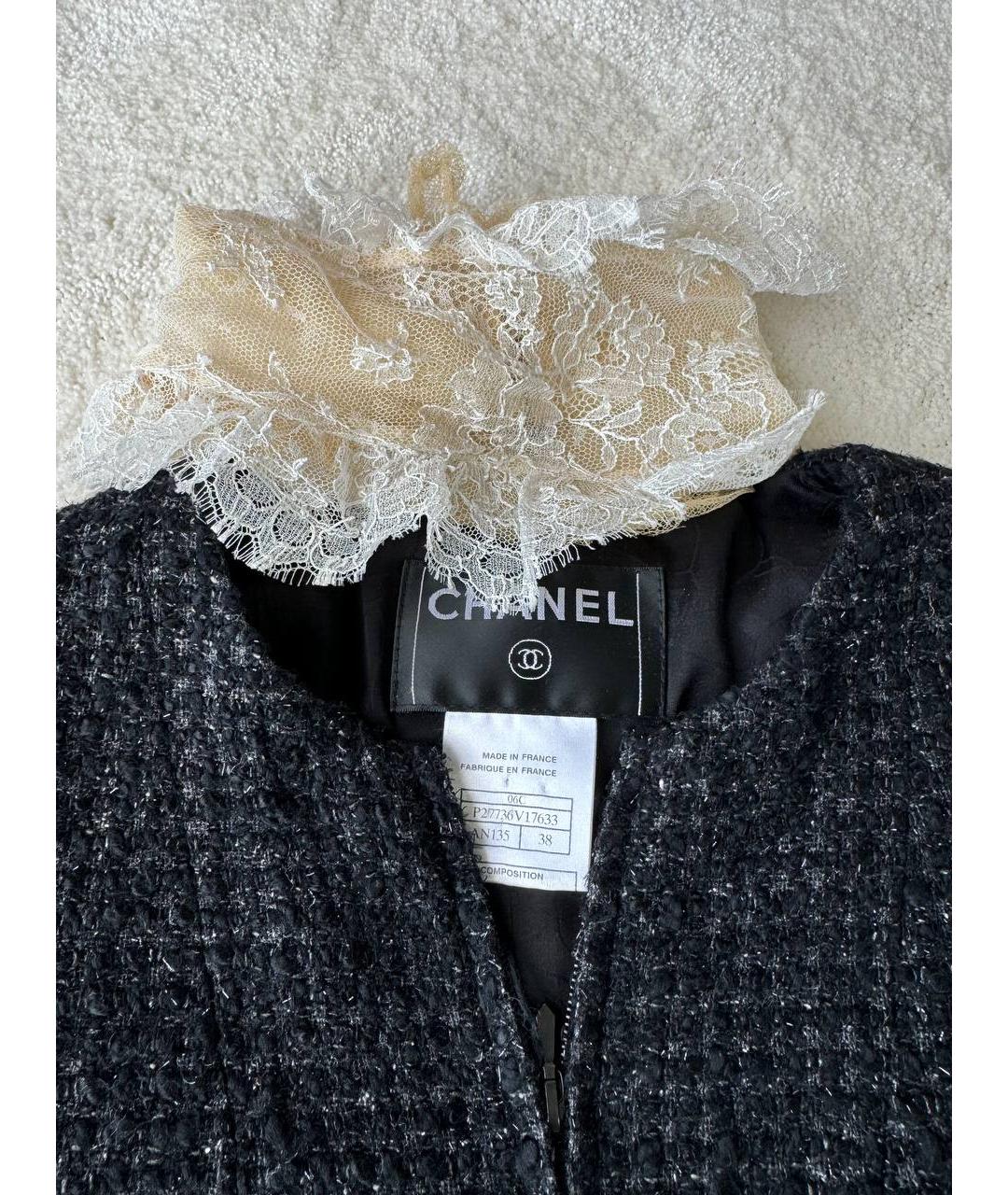 CHANEL PRE-OWNED Антрацитовый твидовый жакет/пиджак, фото 3