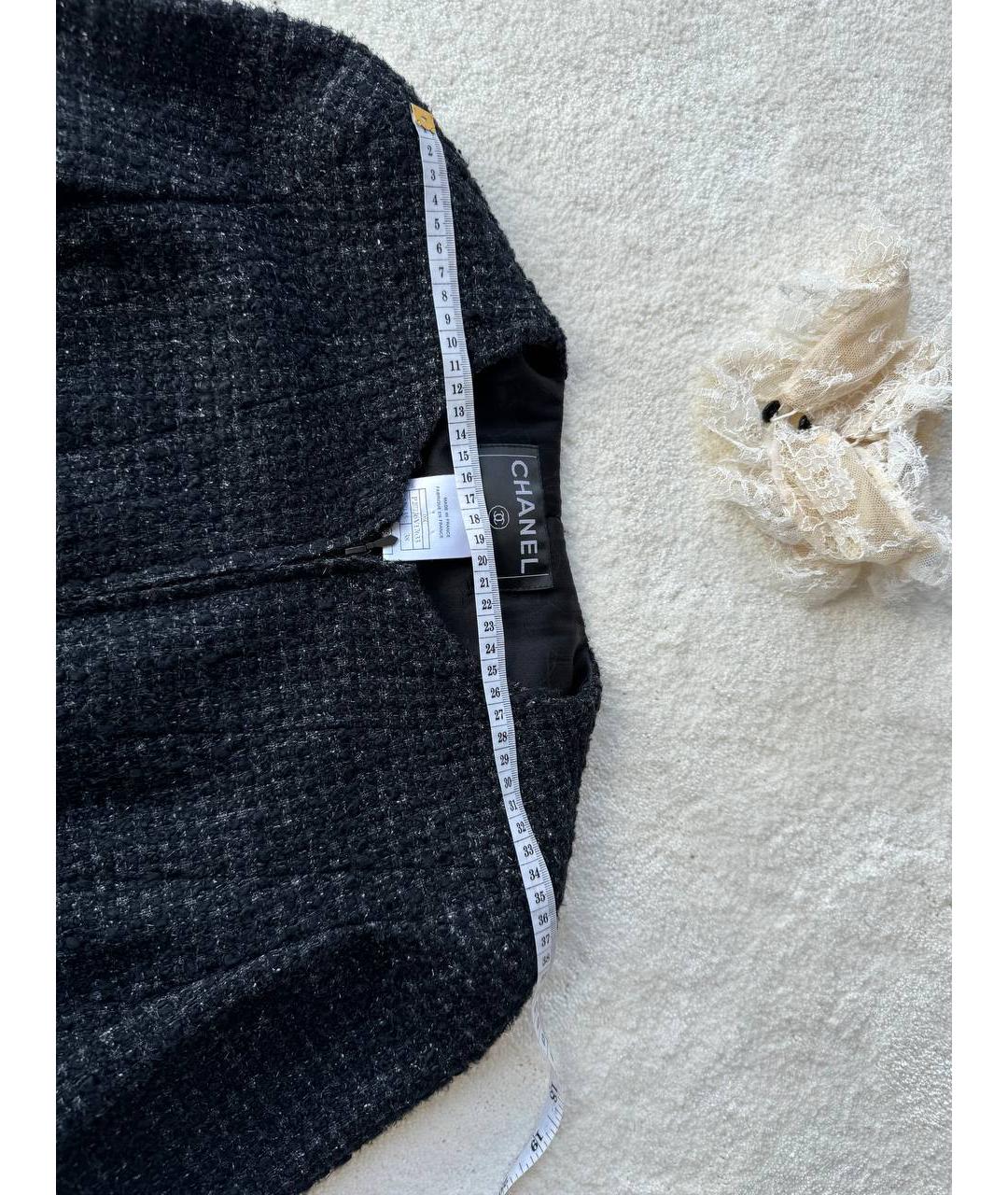 CHANEL PRE-OWNED Антрацитовый твидовый жакет/пиджак, фото 9
