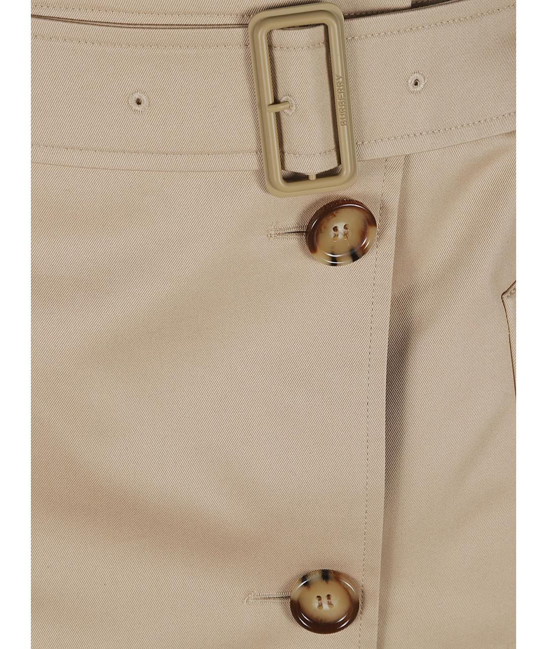 BURBERRY Бежевая хлопковая юбка мини, фото 3