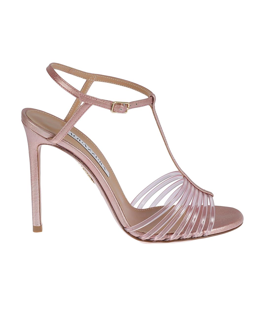 AQUAZZURA Розовые кожаные босоножки, фото 1