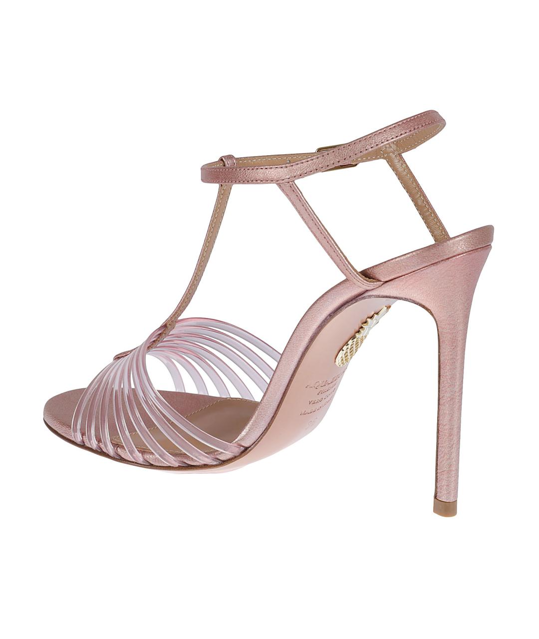 AQUAZZURA Розовые кожаные босоножки, фото 3