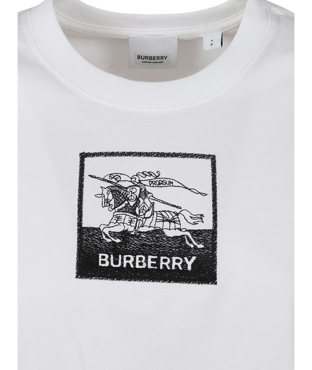 BURBERRY Белая хлопковая футболка, фото 3
