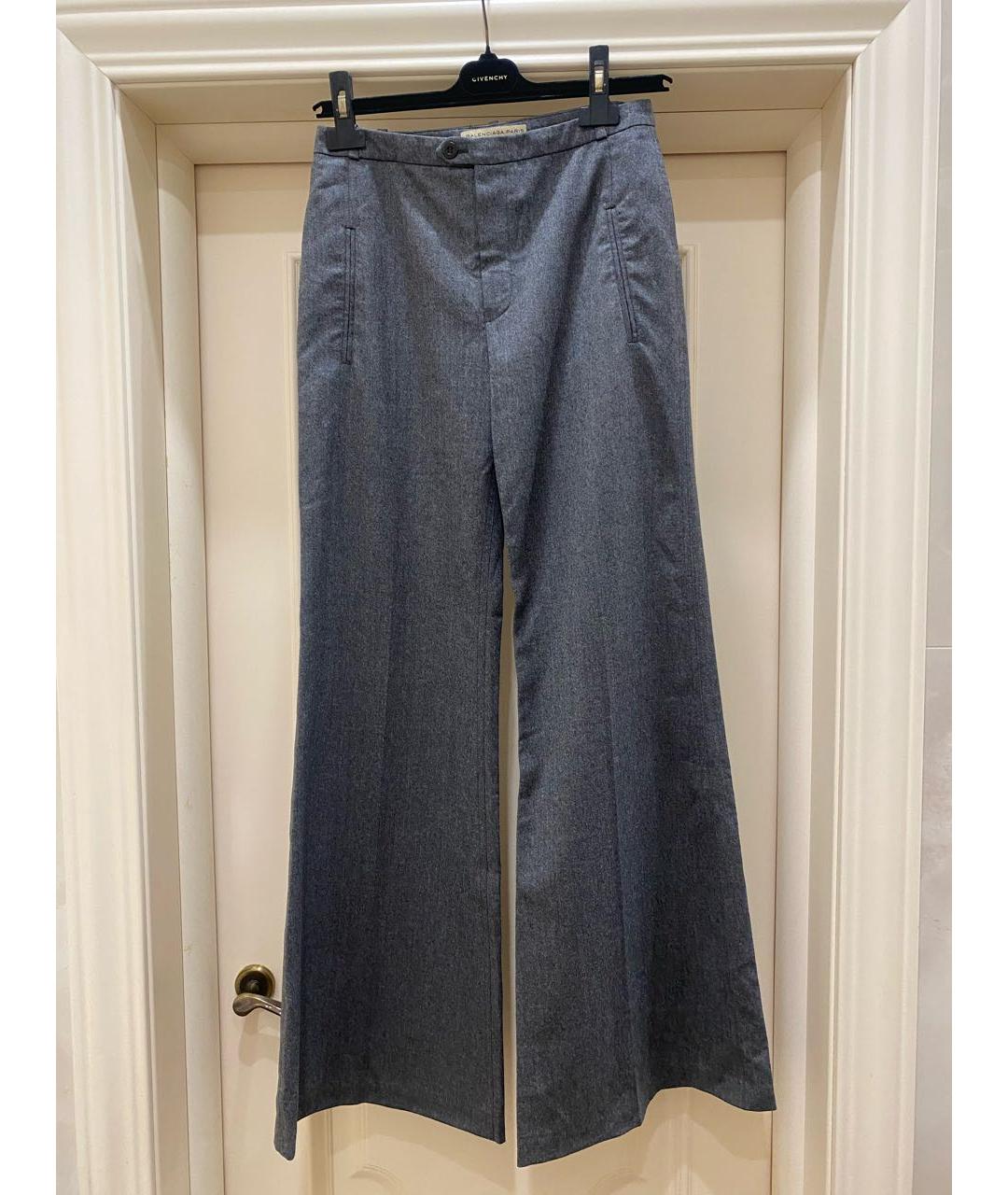 BALENCIAGA Серые шерстяные повседневные брюки, фото 2