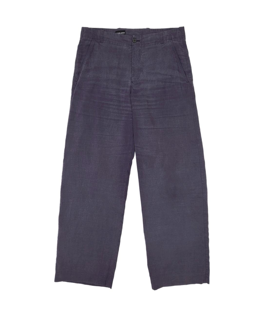 GIORGIO ARMANI Синие льняные повседневные брюки, фото 1