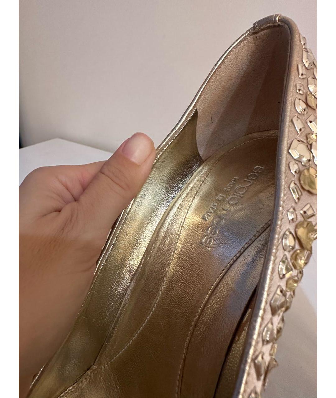SERGIO ROSSI Золотые кожаные туфли, фото 8