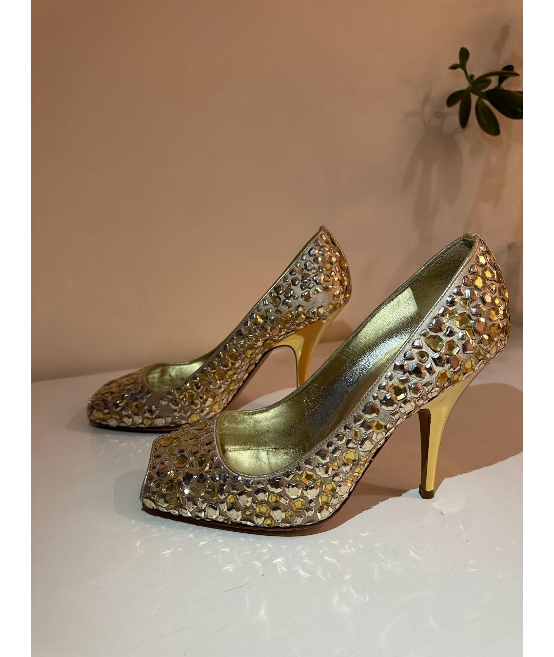 SERGIO ROSSI Золотые кожаные туфли, фото 5