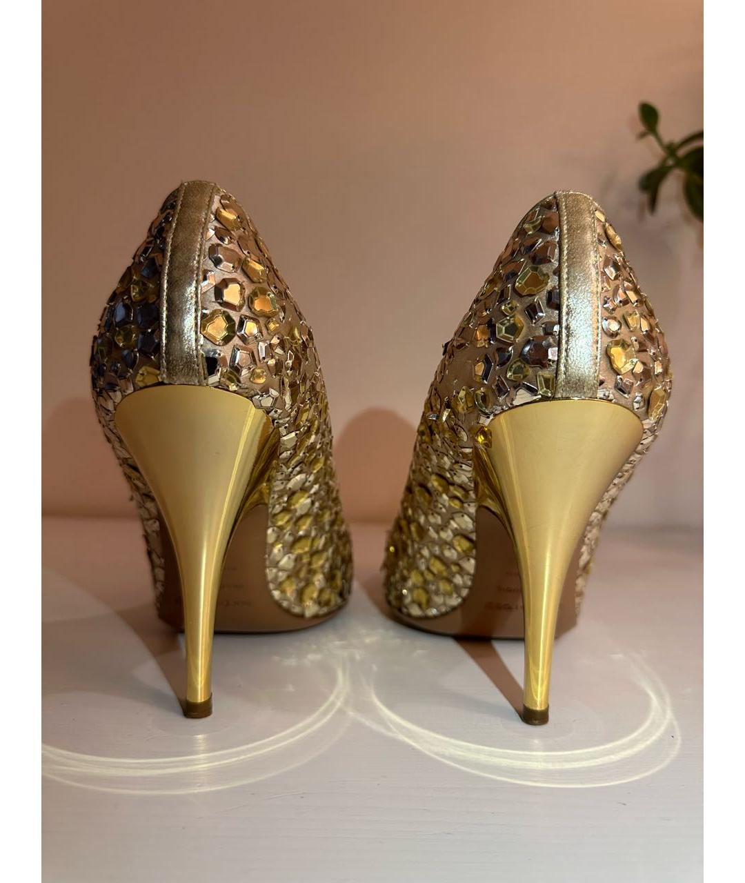 SERGIO ROSSI Золотые кожаные туфли, фото 4