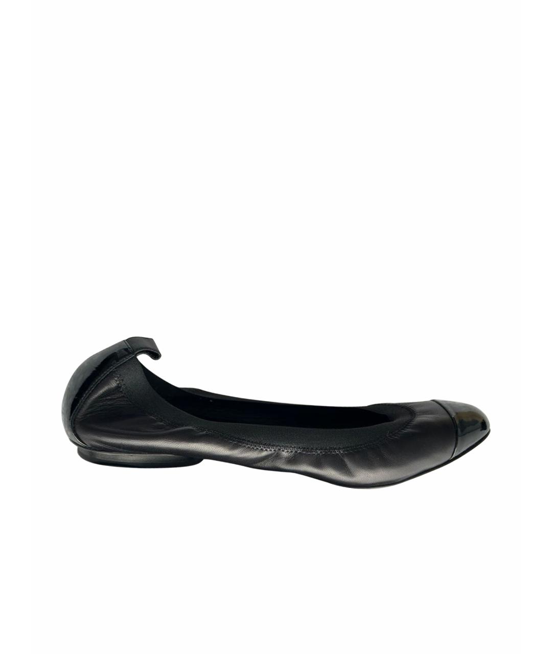 CHANEL PRE-OWNED Черные кожаные балетки, фото 1