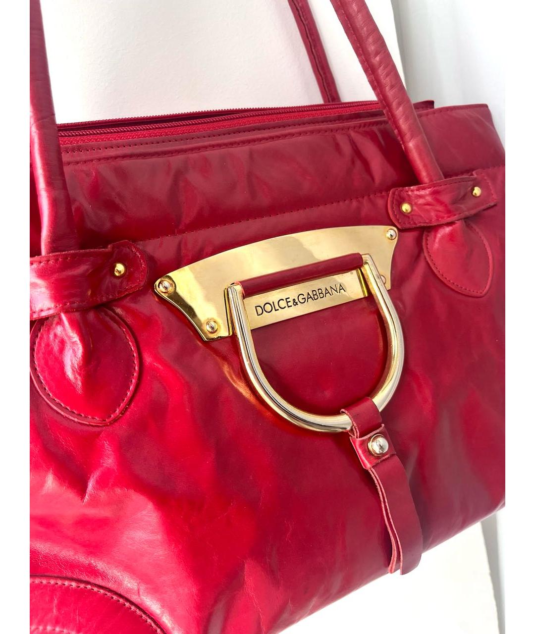 DOLCE&GABBANA Красная кожаная сумка с короткими ручками, фото 6