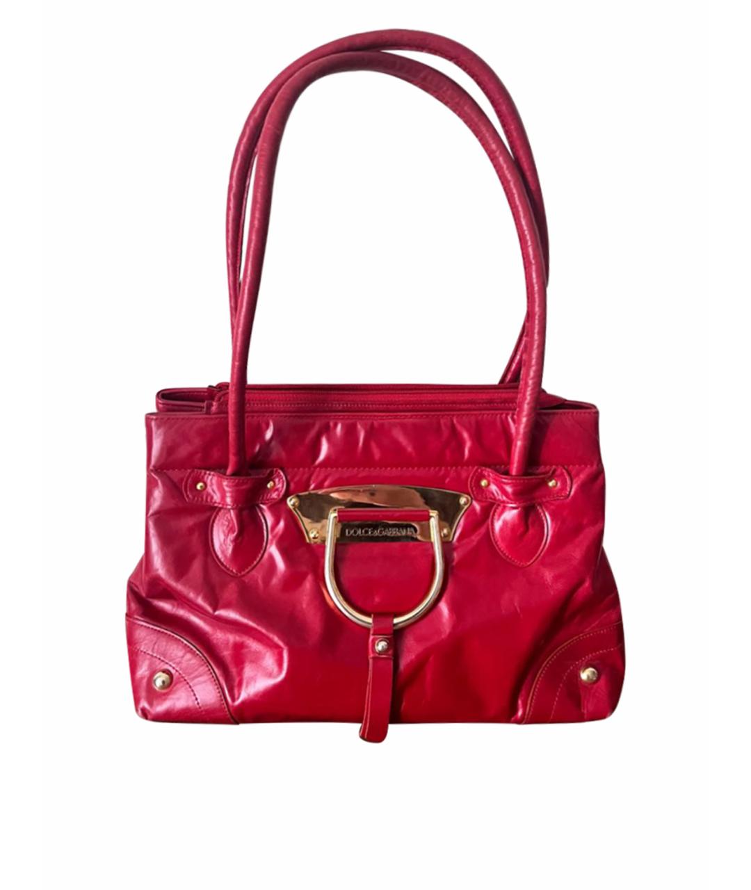 DOLCE&GABBANA Красная кожаная сумка с короткими ручками, фото 1