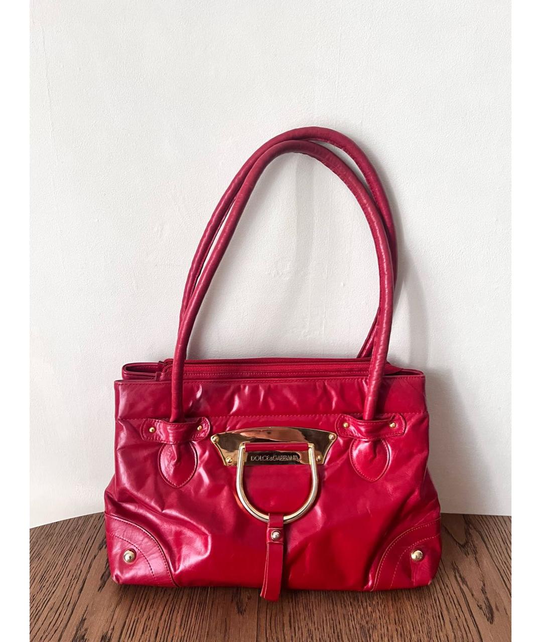 DOLCE&GABBANA Красная кожаная сумка с короткими ручками, фото 9