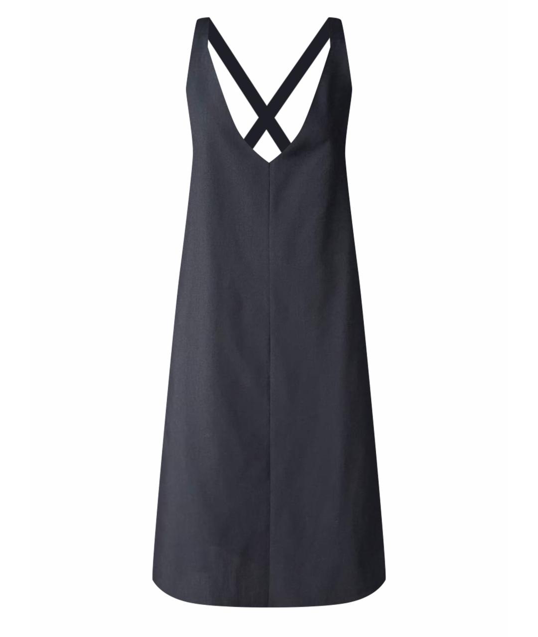 JIL SANDER Темно-синее шерстяное повседневное платье, фото 1