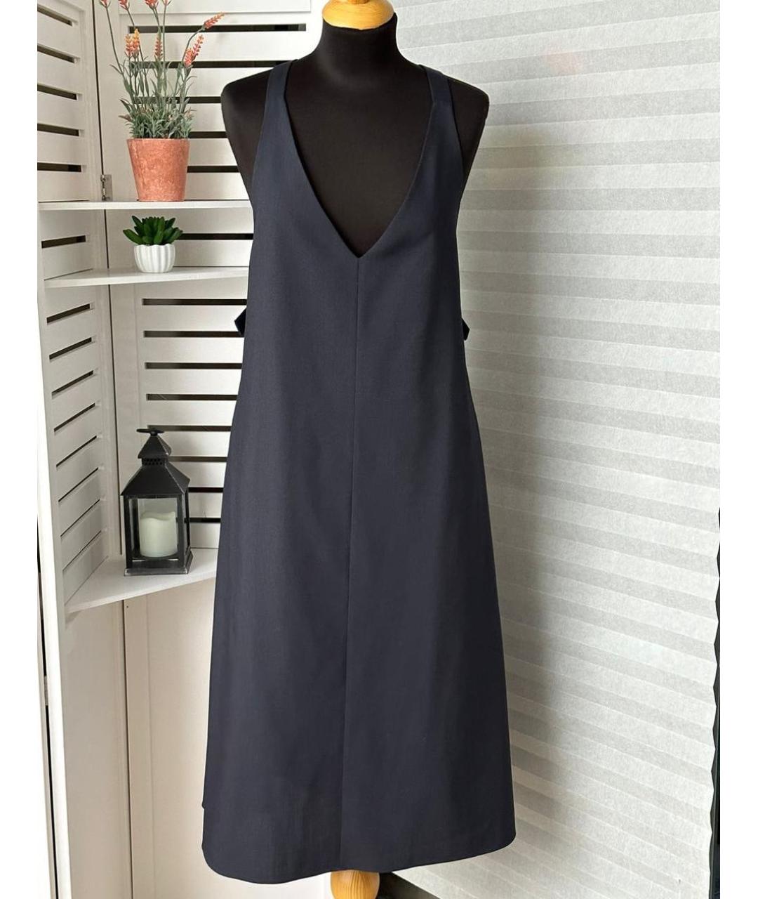 JIL SANDER Темно-синее шерстяное повседневное платье, фото 9