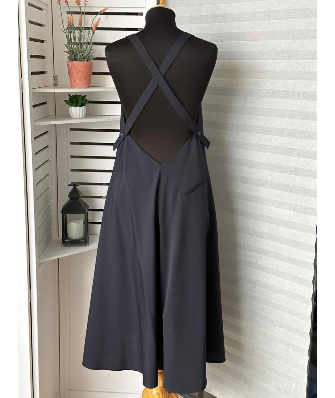 JIL SANDER Темно-синее шерстяное повседневное платье, фото 2