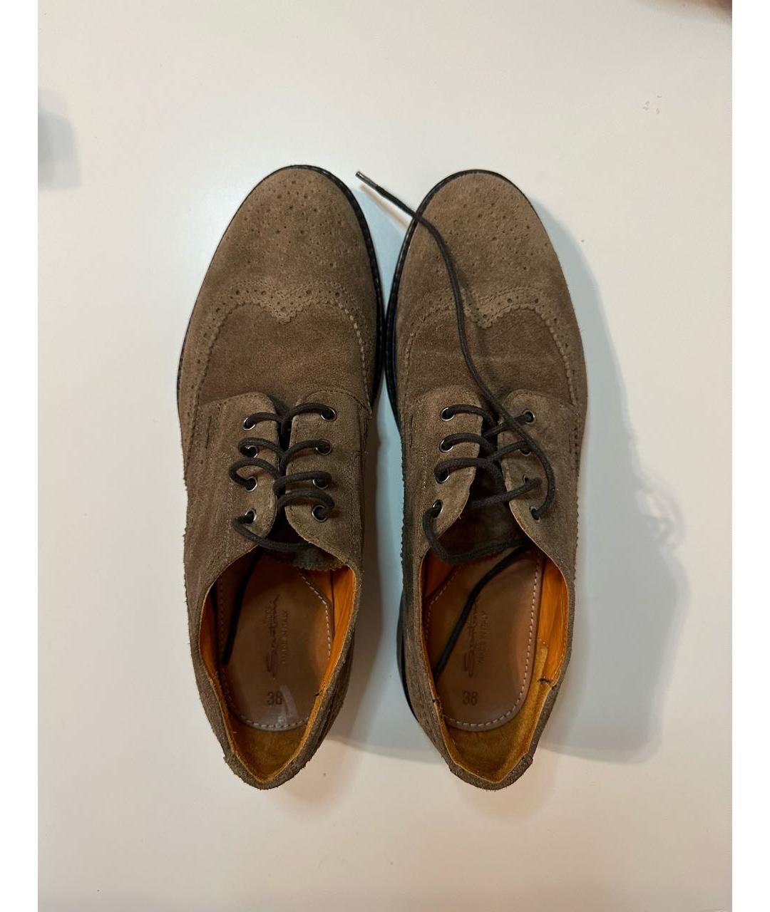 SANTONI Коричневые замшевые туфли, фото 3