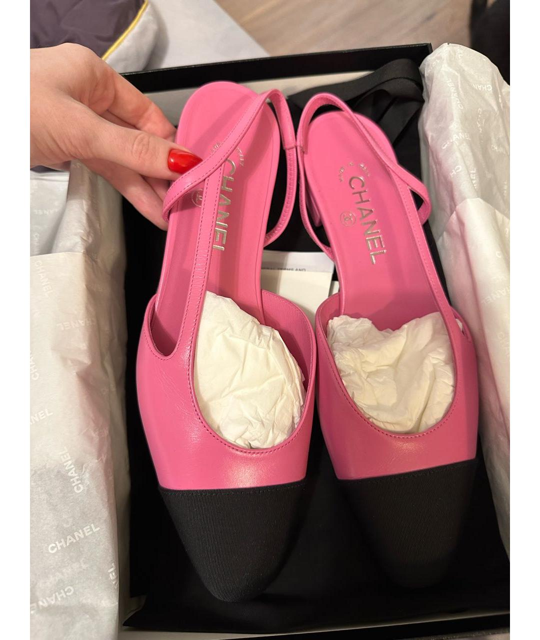 CHANEL PRE-OWNED Розовые кожаные балетки, фото 2